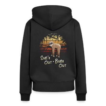 Sun's Out Buns Out Retro Dschungel Chill Faultier - Frauen Premium Bio Hoodie - Schwarz - Hinten - Julia (174cm)