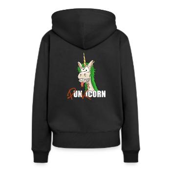 Punkicorn provocation punk licorne Iro punk rock - Sweat à capuche Premium bio Femme - noir - Dos - Julia (174cm)