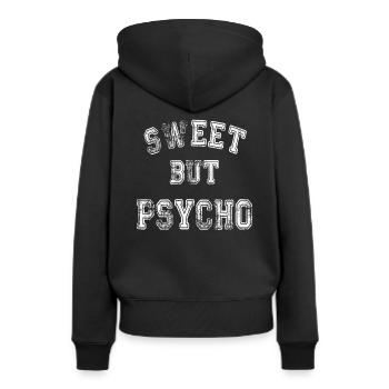 Doux mais psycho - Sweat à capuche Premium bio Femme - noir - Dos - Julia (174cm)