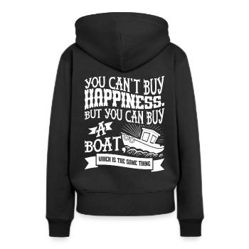Man kann kein Glück kaufen, aber man kann ein Boot kaufen - Frauen Premium Bio Hoodie - Schwarz - Hinten - Julia (174cm)