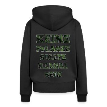 Cannabis Legal - Frauen Premium Bio Hoodie - Schwarz - Hinten - Julia (174cm)