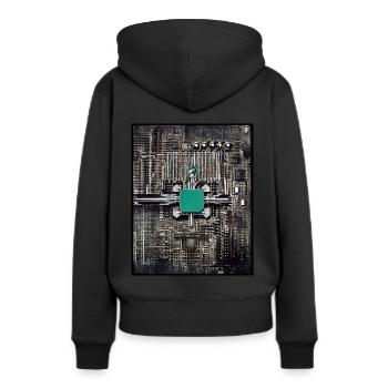 Couleur de style Giger de carte de circuit imprimé - Sweat à capuche Premium bio Femme - noir - Dos - Julia (174cm)