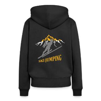 Skispringer - Frauen Premium Bio Hoodie - Schwarz - Hinten - Julia (174cm)