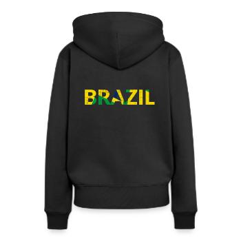 Brasilien, Brazil, Brasilianer, Flagge, Flaggen - Frauen Premium Bio Hoodie - Schwarz - Hinten - Julia (174cm)