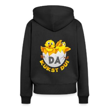 Vous voilà! - Sweat à capuche Premium bio Femme - noir - Dos - Julia (174cm)