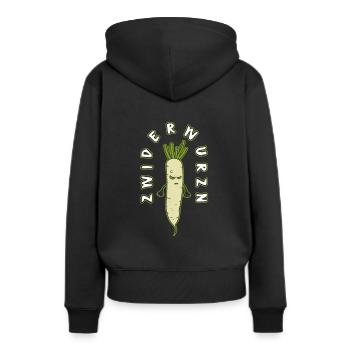 Légumes accordés - Sweat à capuche Premium bio Femme - noir - Dos - Julia (174cm)