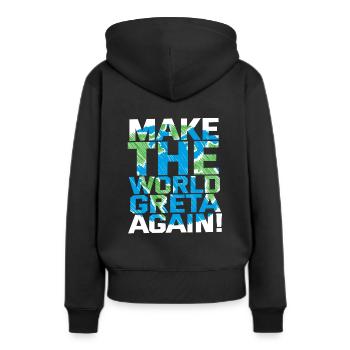 Make the World Greta again! - Women’s Premium Organic Hoodie - black - Back - Julia (174cm)