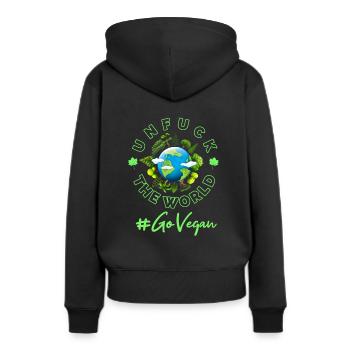 Vegan Erde Planet Umwelt Klimawandel - Frauen Premium Bio Hoodie - Schwarz - Hinten - Julia (174cm)