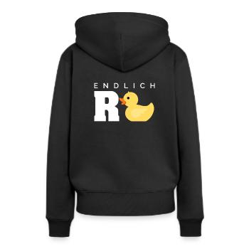 Rente Ente Ruhestand Oma Opa - Frauen Premium Bio Hoodie - Schwarz - Hinten - Julia (174cm)
