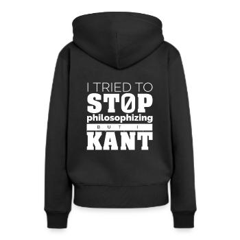 Philosophie Kant Shirt - Frauen Premium Bio Hoodie - Schwarz - Hinten - Julia (174cm)