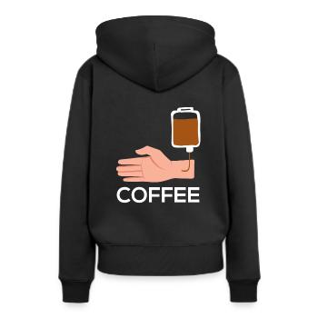 Kaffee Infusion - Frauen Premium Bio Hoodie - Schwarz - Hinten - Julia (174cm)