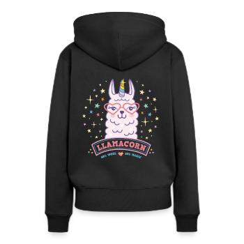 Llamacorn Lamacorn rosa Lama Einhorn Geschenk - Frauen Premium Bio Hoodie - Schwarz - Hinten - Julia (174cm)