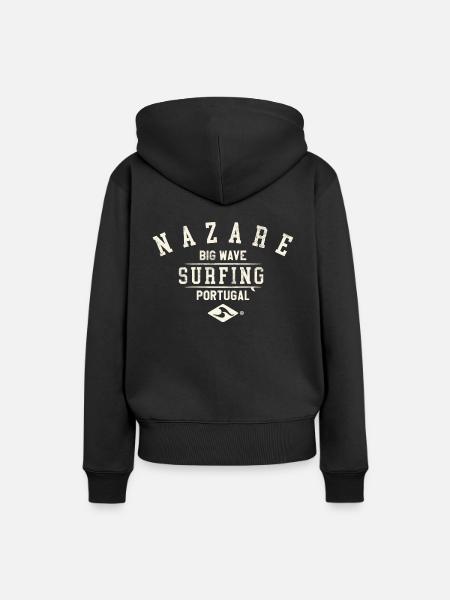 NAZARE BIG WAVE SURFING PORTUGAL - Frauen Premium Bio Hoodie - Schwarz