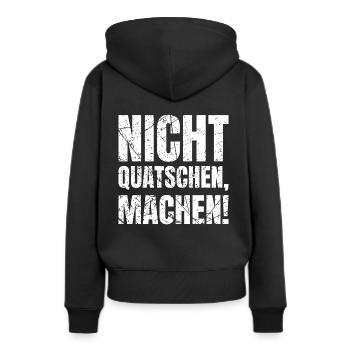Nicht Quatschen Machen Handwerker - Frauen Premium Bio Hoodie - Schwarz - Hinten - Julia (174cm)