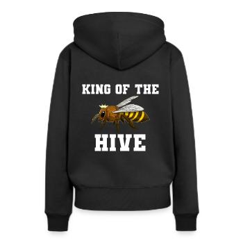 King Of The Hive Imker - Frauen Premium Bio Hoodie - Schwarz - Hinten - Julia (174cm)