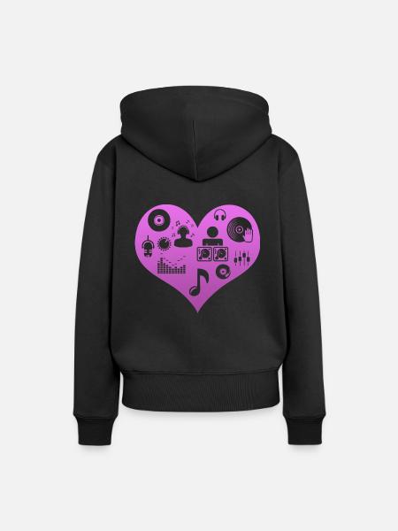 DJ Herz Disc Jockey - Frauen Premium Bio Hoodie - Schwarz