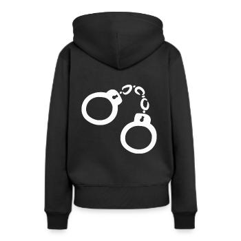 Menottes illustration vectorielle blanc - Sweat à capuche Premium bio Femme - noir - Dos - Julia (174cm)