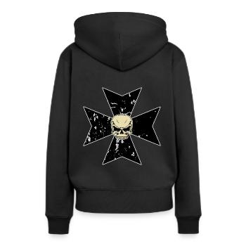 Croix templière - Sweat à capuche Premium bio Femme - noir - Dos - Julia (174cm)