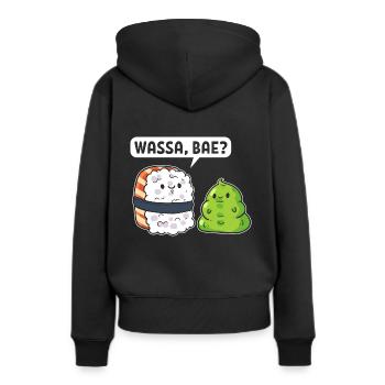 Wassa, Bae? Sushi Koch - Frauen Premium Bio Hoodie - Schwarz - Hinten - Julia (174cm)