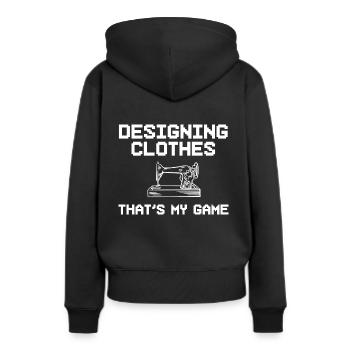 Nähliebhaber Schneider - Frauen Premium Bio Hoodie - Schwarz - Hinten - Julia (174cm)