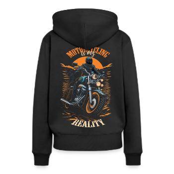 La moto est ma réalité - Sweat à capuche Premium bio Femme - noir - Dos - Julia (174cm)