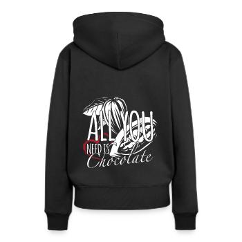 Schokolade - Frauen Premium Bio Hoodie - Schwarz - Hinten - Julia (174cm)