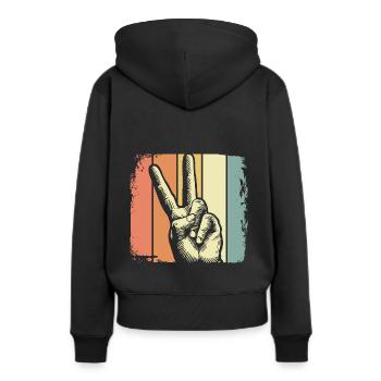 Frieden - Frauen Premium Bio Hoodie - Schwarz - Hinten - Julia (174cm)