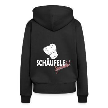 Schäufele - Frauen Premium Bio Hoodie - Schwarz - Hinten - Julia (174cm)