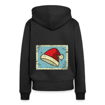 Weihnachtsmann Briefmarken - Frauen Premium Bio Hoodie - Schwarz - Hinten - Julia (174cm)