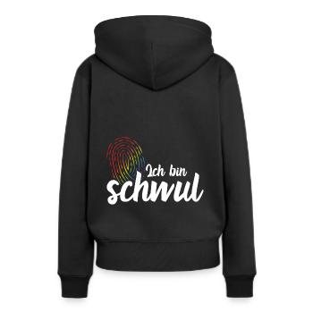 Ich bin schwul - Frauen Premium Bio Hoodie - Schwarz - Hinten - Julia (174cm)