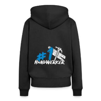 Handwerker - Frauen Premium Bio Hoodie - Schwarz - Hinten - Julia (174cm)