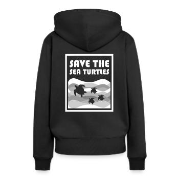Meeresschutz Meerestiere Schildkroeten - Frauen Premium Bio Hoodie - Schwarz - Hinten - Julia (174cm)