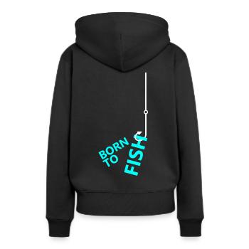 pêche, pêcheur, pêche, pêcheur, poisson, canne à pêche - Sweat à capuche Premium bio Femme - noir - Dos - Julia (174cm)