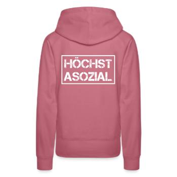 Asozial Rebell wild frei Gesellschaft Mainstream - Frauen Premium Bio Hoodie - Malve - Hinten - Isabella (175cm)