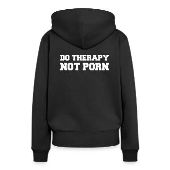 Therapy Porno Sex Körper Video Internet süchtig - Frauen Premium Bio Hoodie - Schwarz - Hinten - Julia (174cm)