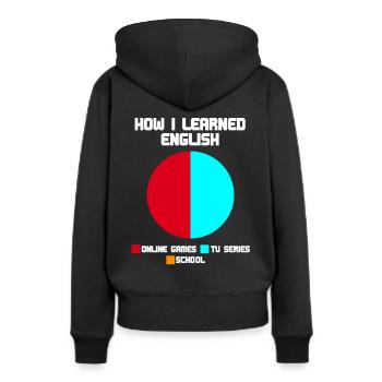 Englisch Fremdsprache Serien Games Online Anime - Frauen Premium Bio Hoodie - Schwarz - Hinten - Julia (174cm)