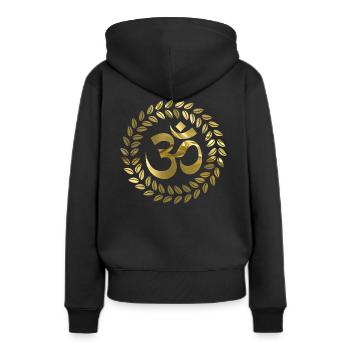 OM - Sweat à capuche Premium bio Femme - noir - Dos - Julia (174cm)