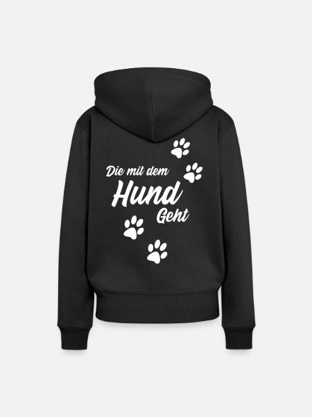 Die Mit dem Hund Geht+ - Frauen Premium Bio Hoodie - Schwarz