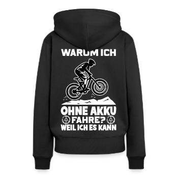 MTB - OHNE AKKU - Akku-verweigerer - Frauen Premium Bio Hoodie - Schwarz - Hinten - Julia (174cm)