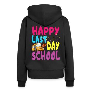 Joyeux dernier jour d'école - Sweat à capuche Premium bio Femme - noir - Dos - Julia (174cm)