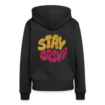 Restez Groovy - Sweat à capuche Premium bio Femme - noir - Dos - Julia (174cm)