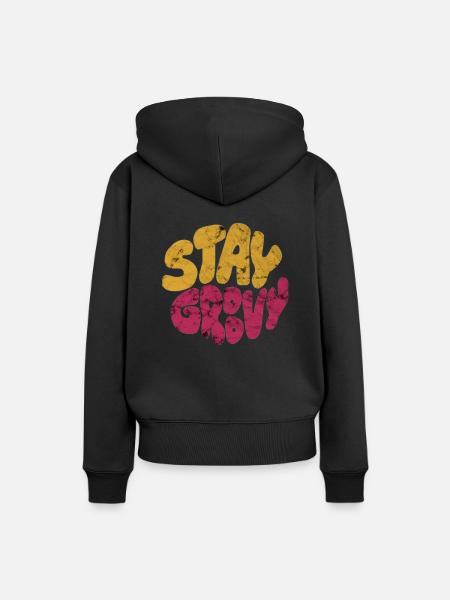 Stay Groovy - Frauen Premium Bio Hoodie - Schwarz