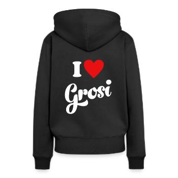 Ich liebe Grosi Oma Schweiz Schweizerdeutsch Omi - Frauen Premium Bio Hoodie - Schwarz - Hinten - Julia (174cm)
