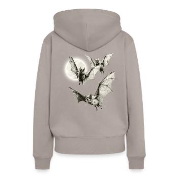 Chemise de chauve-souris vampire rétro pour la fête d’Halloween - Sweat à capuche Premium bio Femme - taupe - Dos - Julia (174cm)