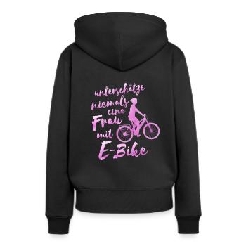 e bike bike femme cadeau e bike - Sweat à capuche Premium bio Femme - noir - Dos - Julia (174cm)