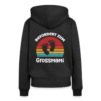 Befördert zum Grossmami Schweiz Oma - Frauen Premium Bio Hoodie - Schwarz - Hinten - Julia (174cm)