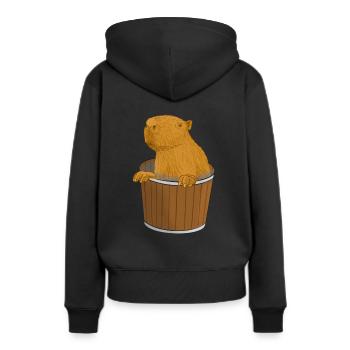 Seau Capybara - Sweat à capuche Premium bio Femme - noir - Dos - Julia (174cm)