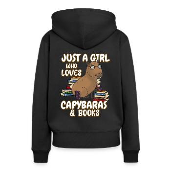 Seulement une femme qui aime le capybara et les livres - Sweat à capuche Premium bio Femme - noir - Dos - Julia (174cm)