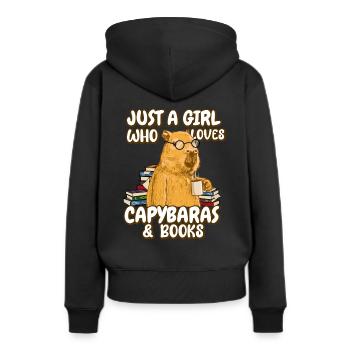 Seulement une femme qui aime le capybara et les livres - Sweat à capuche Premium bio Femme - noir - Dos - Julia (174cm)