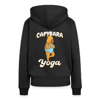 Exercices de yoga Capybara - Sweat à capuche Premium bio Femme - noir - Dos - Julia (174cm)